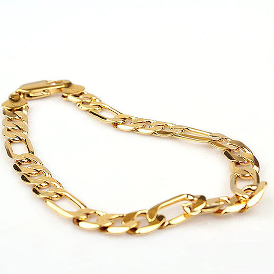 18K YELLOW GOLD 5MM FIGARO BRACELET 8"
