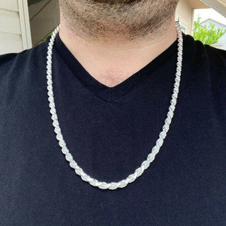 Solid 925 Sterling Silver Italian 6mm rope chain