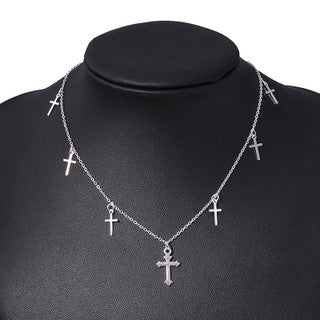Sterling Silver Plated Infinity Cross Lariat Necklace
