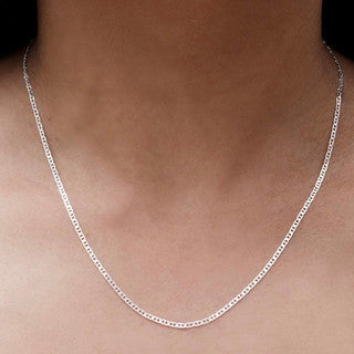 Sterling Silver Flat Anchor Link Chain Necklace