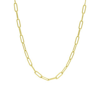 18K-Gold-Plated 4mm Sterling Silver Paperclip Chain Necklace