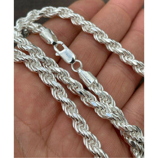 Solid 925 Sterling Silver Italian 6mm rope chain