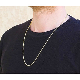 14K Yellow Gold Plated 925 Sterling Silver 2mm Bead Chain