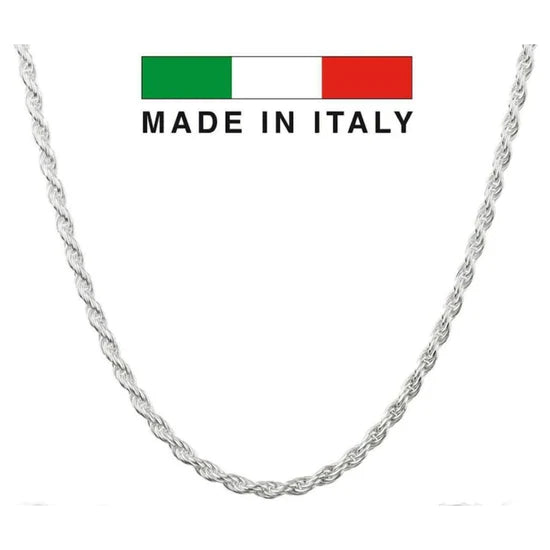 Unisex Italian .925 Sterling Silver 3mm Rope Chain Men Women Teen