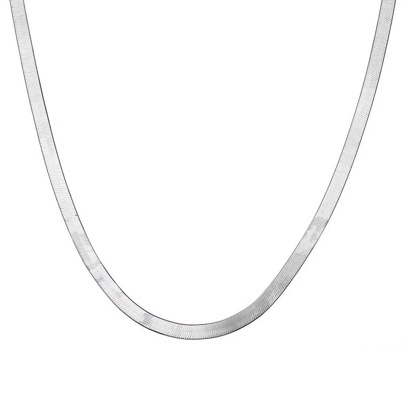 Italian Herringbone Chain Necklace, 925 Sterling Silver