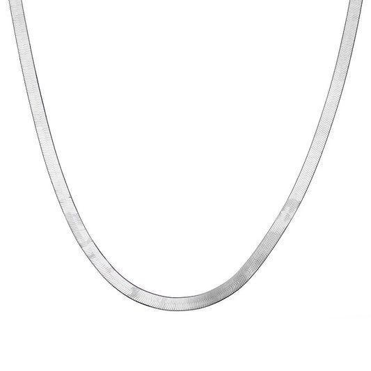 Italian Herringbone Chain Necklace, 925 Sterling Silver