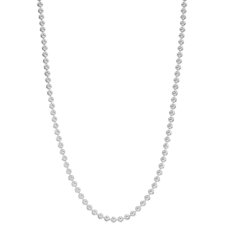 .925 Sterling Silver Italian Moon Cut Ball Chain
