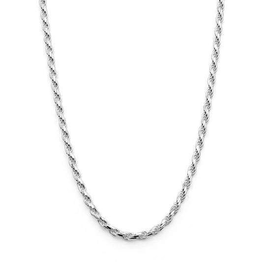 Men's 2.3MM Sterling Silver 925 Italian Rope Necklace Chain 20''