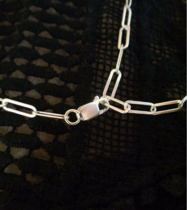3MM Solid 925 Sterling Silver Italian Paperclip Rolo Chain