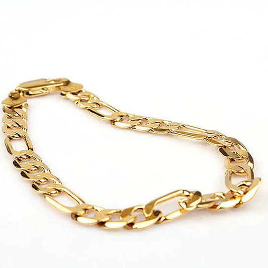 18K YELLOW GOLD 5MM FIGARO BRACELET 8"