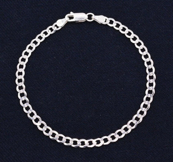 4mm Italian Miami Cuban Curb Link Bracelet Real Sterling Silver 925 7''