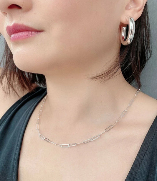 3MM Solid 925 Sterling Silver Italian Paperclip Rolo Chain
