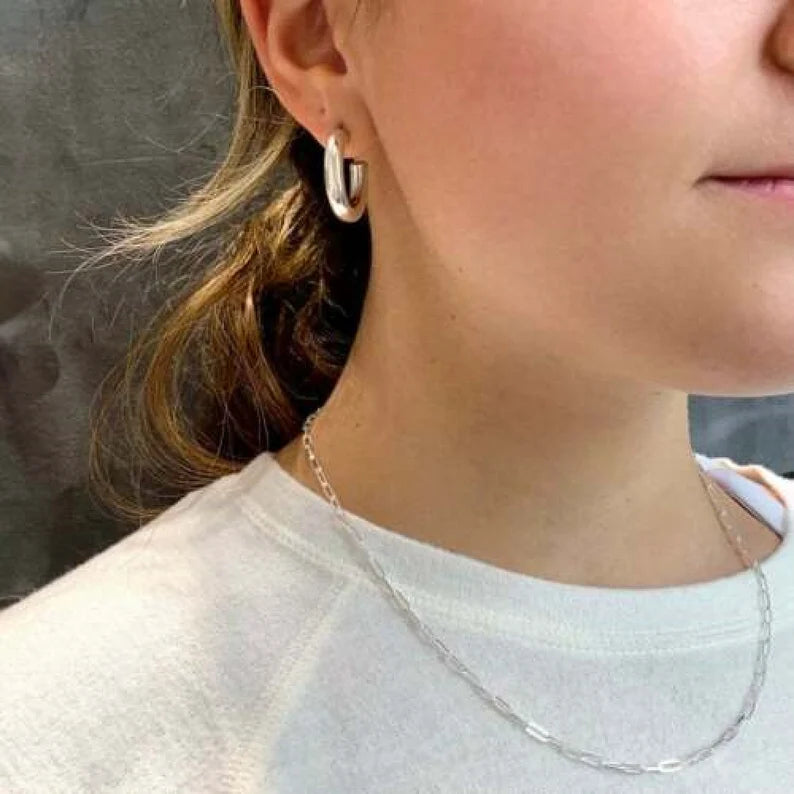 3MM Solid 925 Sterling Silver Italian Paperclip Rolo Chain