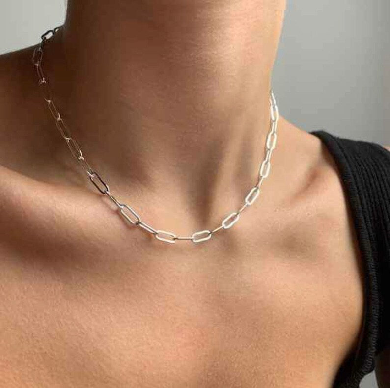 3MM Solid 925 Sterling Silver Italian Paperclip Rolo Chain