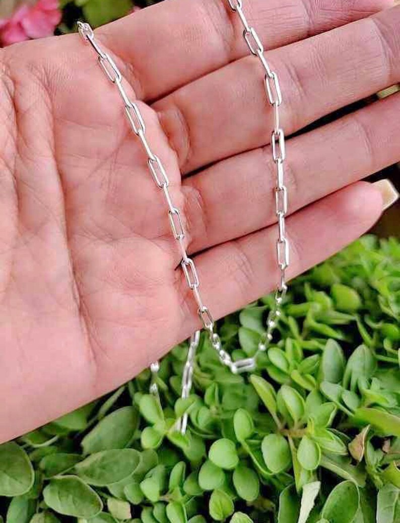 3MM Solid 925 Sterling Silver Italian Paperclip Rolo Chain