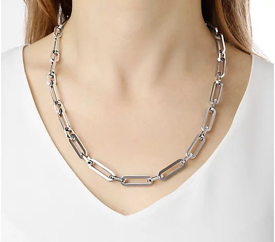 925 Sterling Silver 4.2mm Paperclip Chain with Rhodium Finish