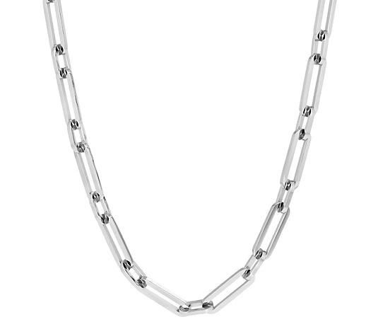 925 Sterling Silver 4.2mm Paperclip Chain with Rhodium Finish