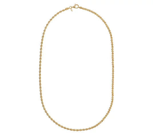 18K-Yellow-Gold Plated 925 Sterling Silver 1.8mm Rope Chain