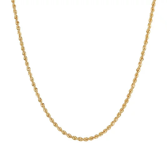 18K-Yellow-Gold Plated 925 Sterling Silver 1.8mm Rope Chain