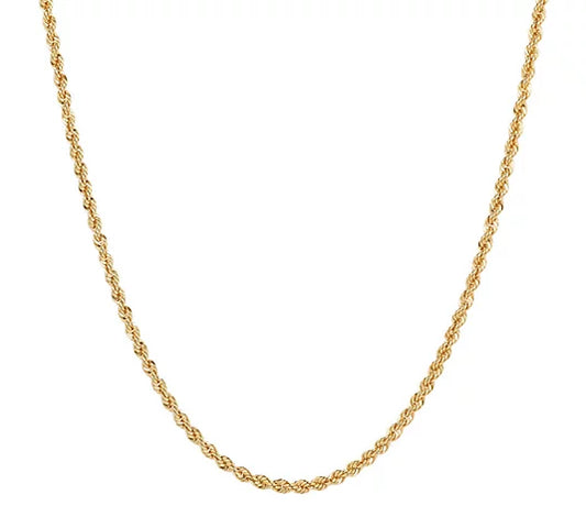 18K-Yellow-Gold Plated 925 Sterling Silver 1.8mm Rope Chain