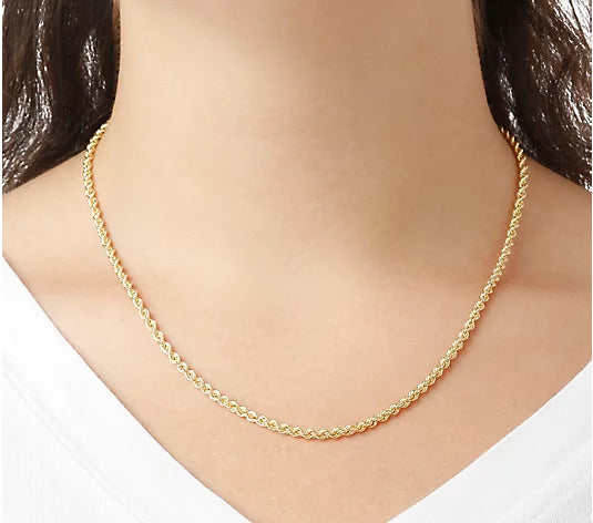 18K-Yellow-Gold Plated 925 Sterling Silver 1.8mm Rope Chain